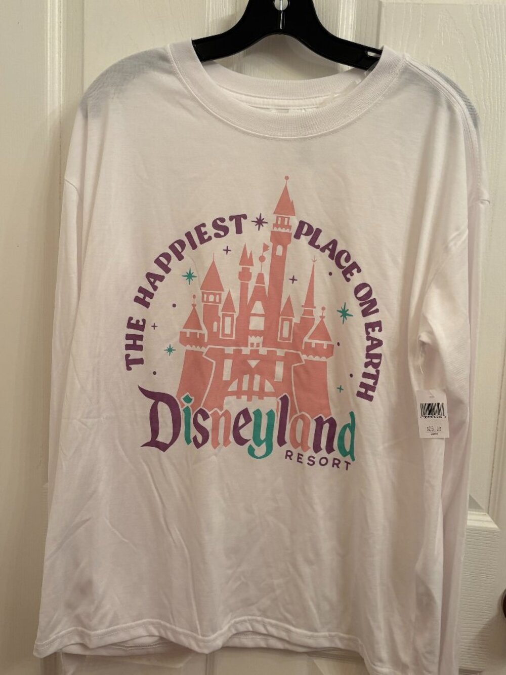 Disney Disneyland Resort Long Sleeve White Happiest Place on Earth Tee NWT Large